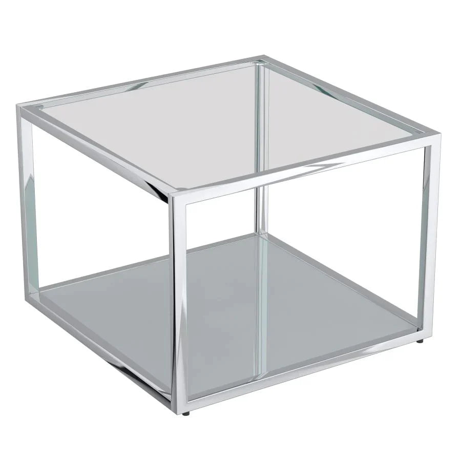 Casini Small Square Coffee Table in Silver - Furniture Depot