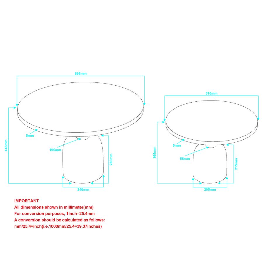 Adira 2pc Round Coffee Table Set in Antique Gold and Black