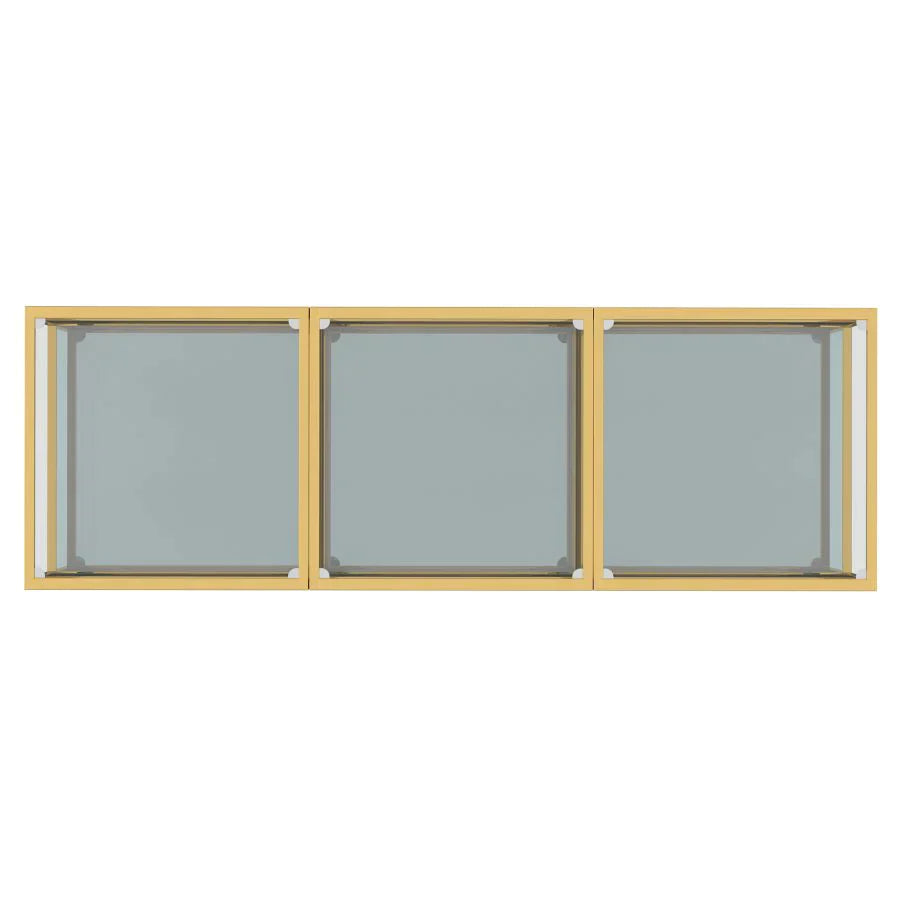 Casini 3pc Multi-Tier Coffee Table Set in Gold - Furniture Depot