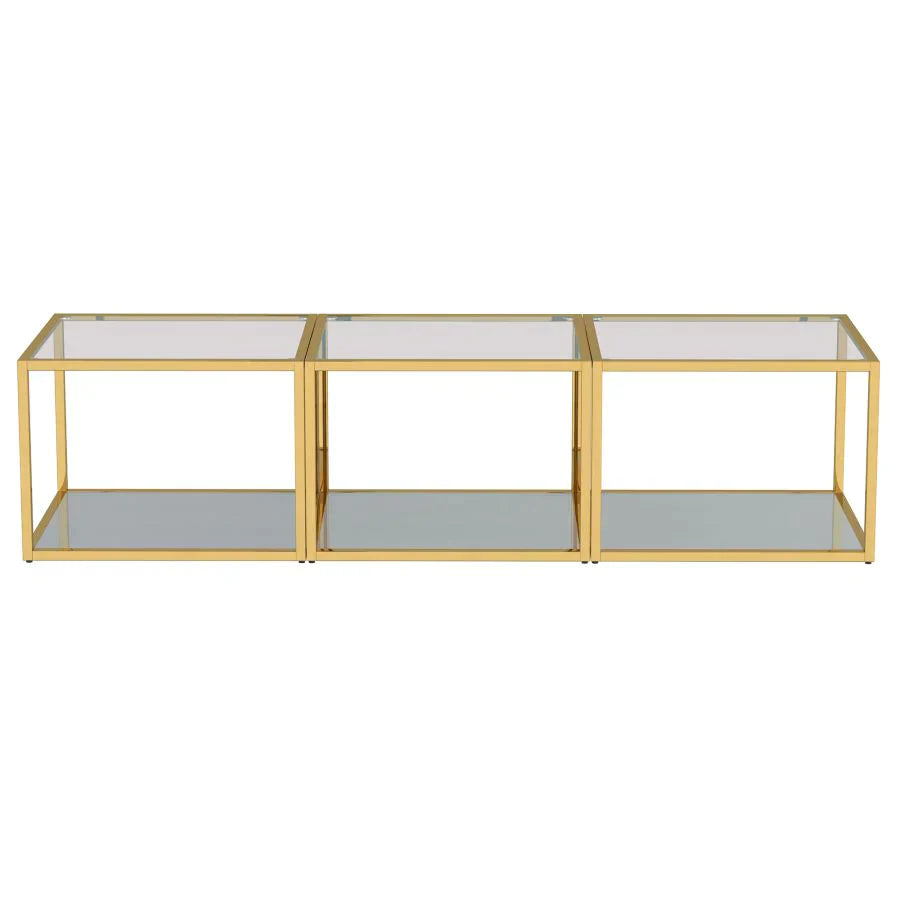 Casini 3pc Small Coffee Table Set in Gold - Furniture Depot