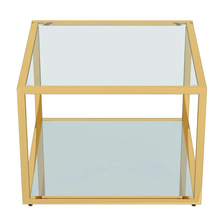 Casini 3pc Small Coffee Table Set in Gold - Furniture Depot