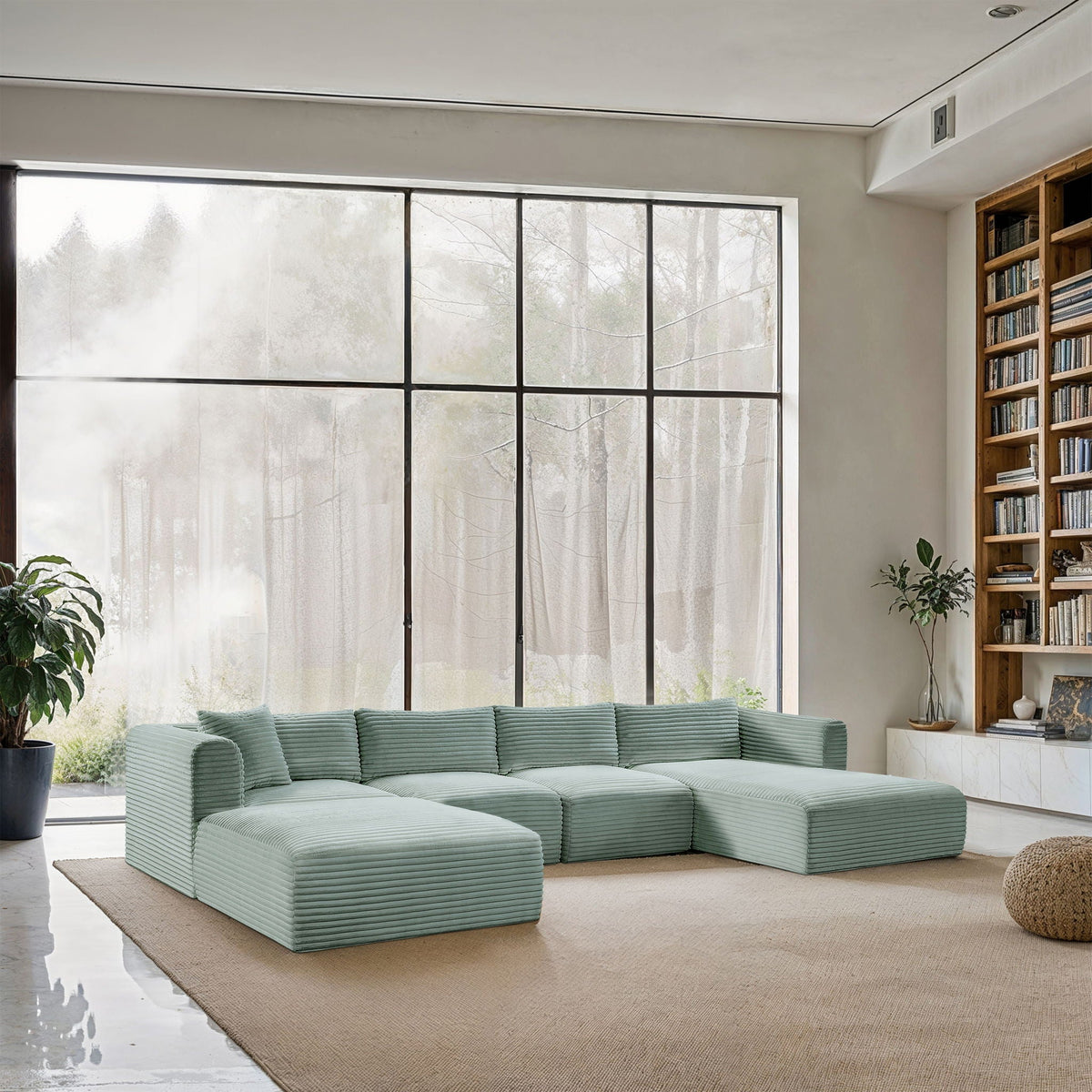 Shaggy - 5 Piece Modular Sectional With Chaise And Ottoman