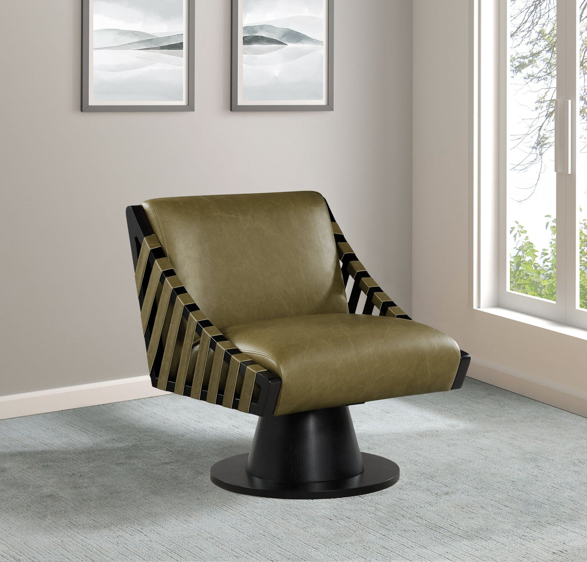 Millwin - Swivel Accent Chair With Black Base