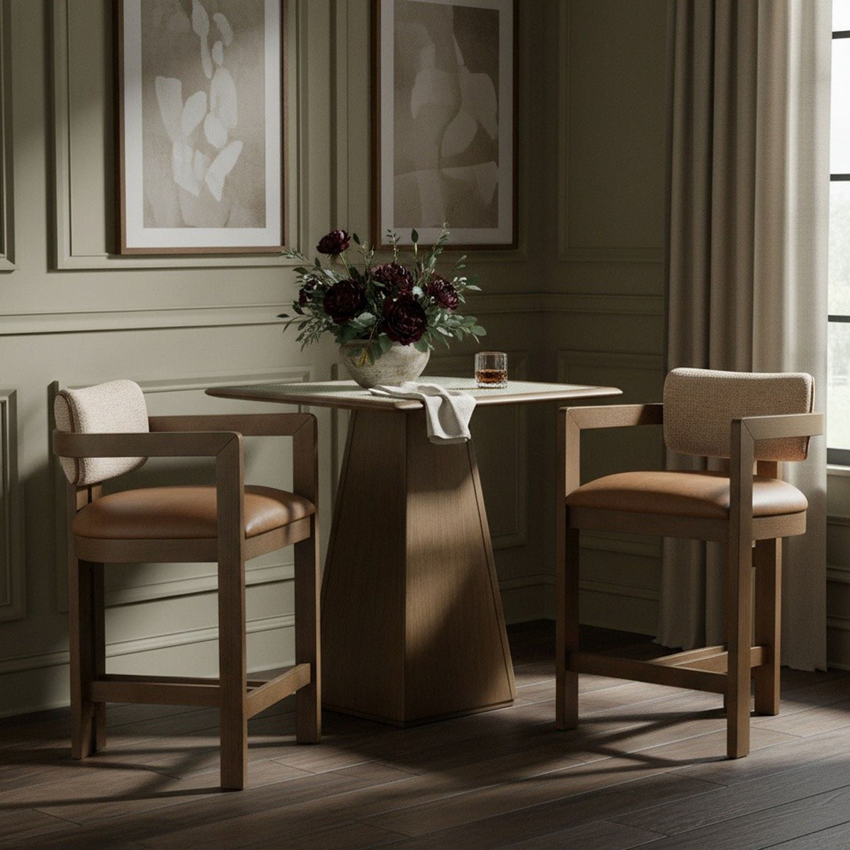 Ravina - Upholstered Counter Stool With Stained Brown Base