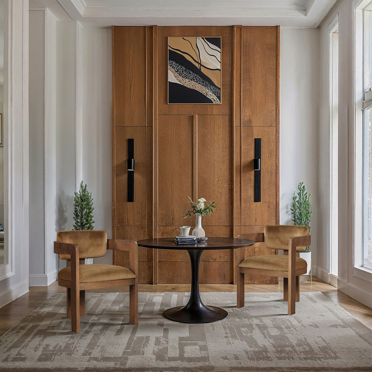 Sacha - Velvet Dining Chair With Brown Base (Set of 2)