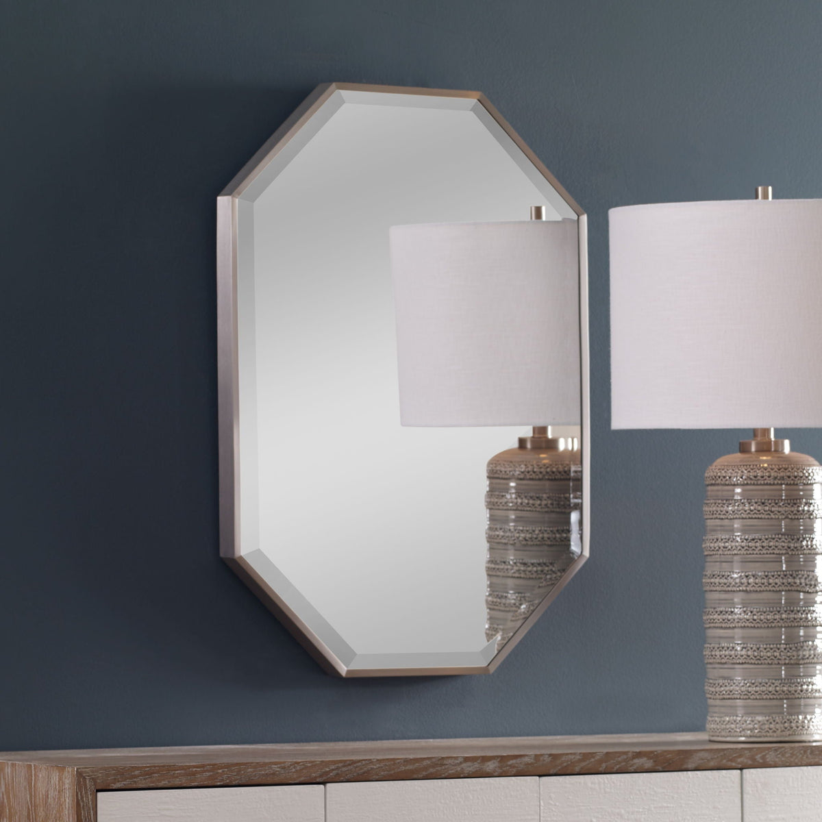 Stuartson - Octagon Vanity Mirror - Pearl Silver