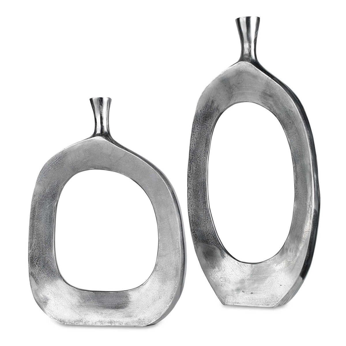 Cierra - Aluminum Vases (Set of 2) - Pearl Silver