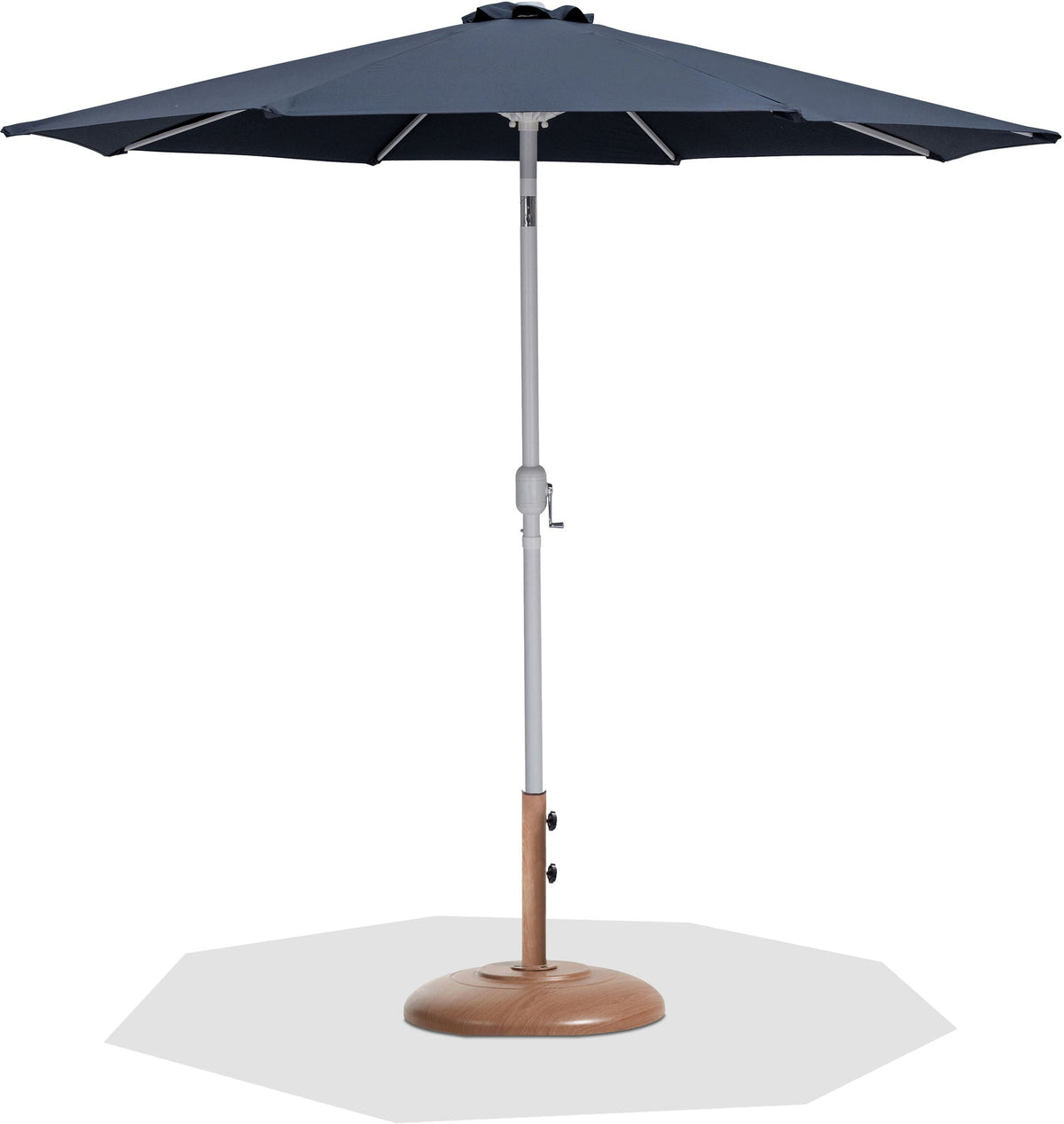 Fiji - Aluminum Patio Umbrella With Round Teak And White Base