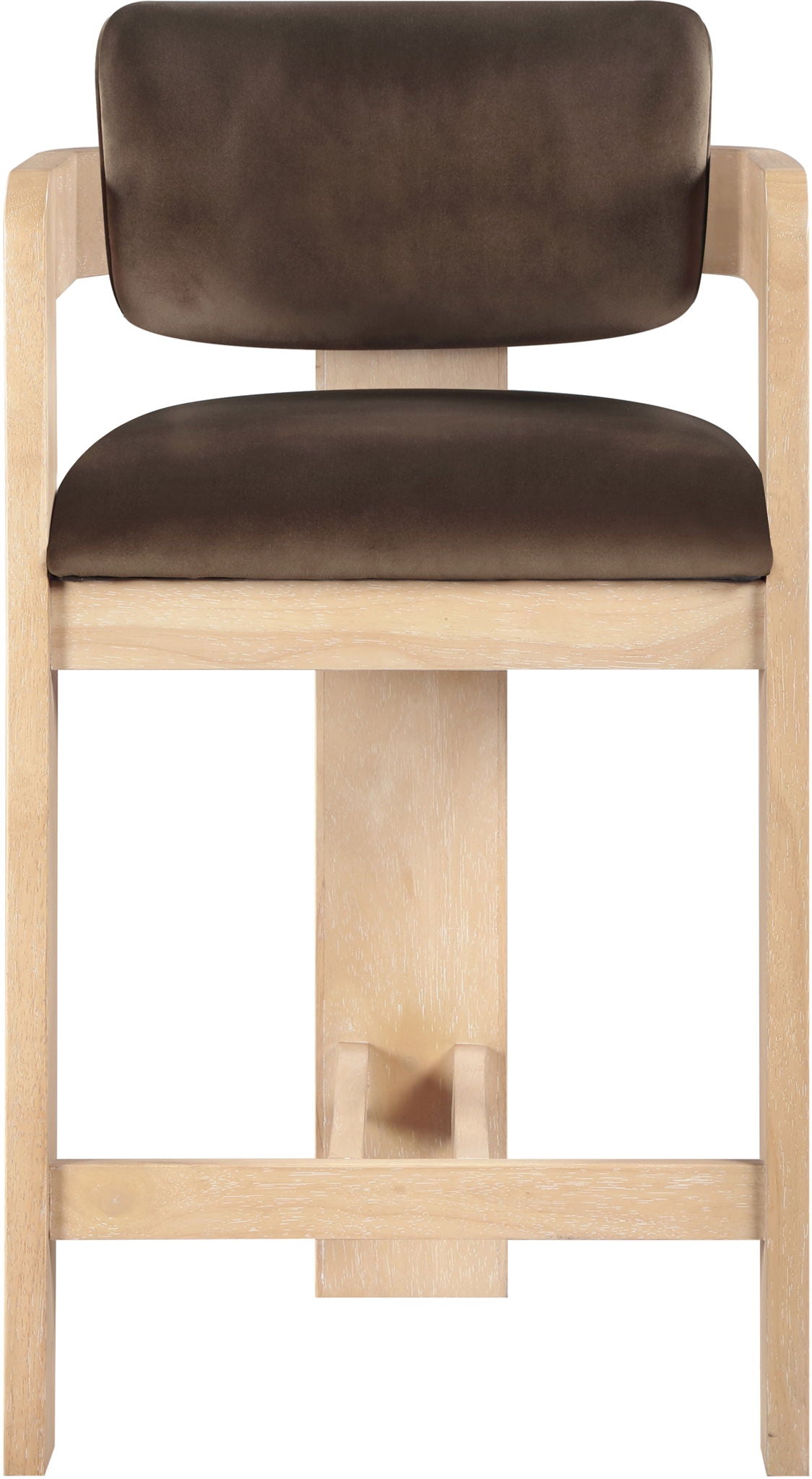 Sacha - Velvet Stool With Natural Base