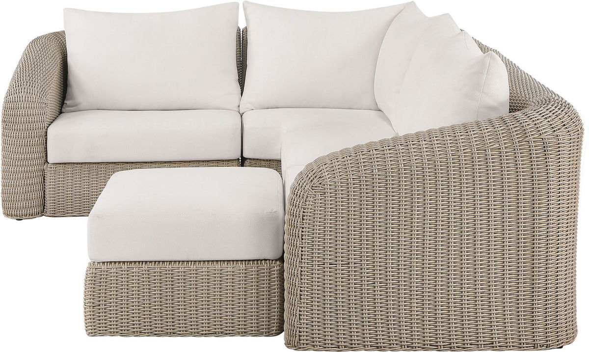 Seacrest - 123.25" Olefin Water Resistant And Wicker 5 Piece Outdoor Patio Modular Sectional
