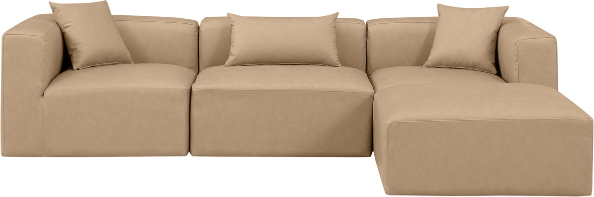 Cube - 4 Piece Modular Sectional With Chaise - Tan