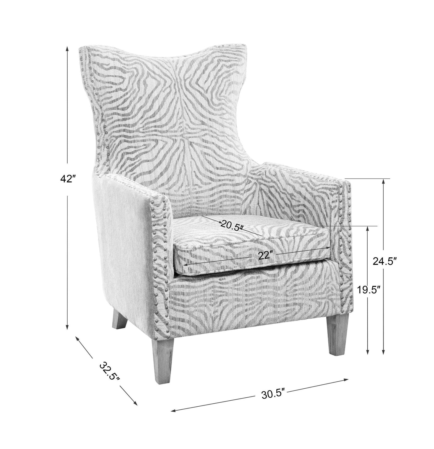 Kiango - Animal Pattern Armchair - Light Brown