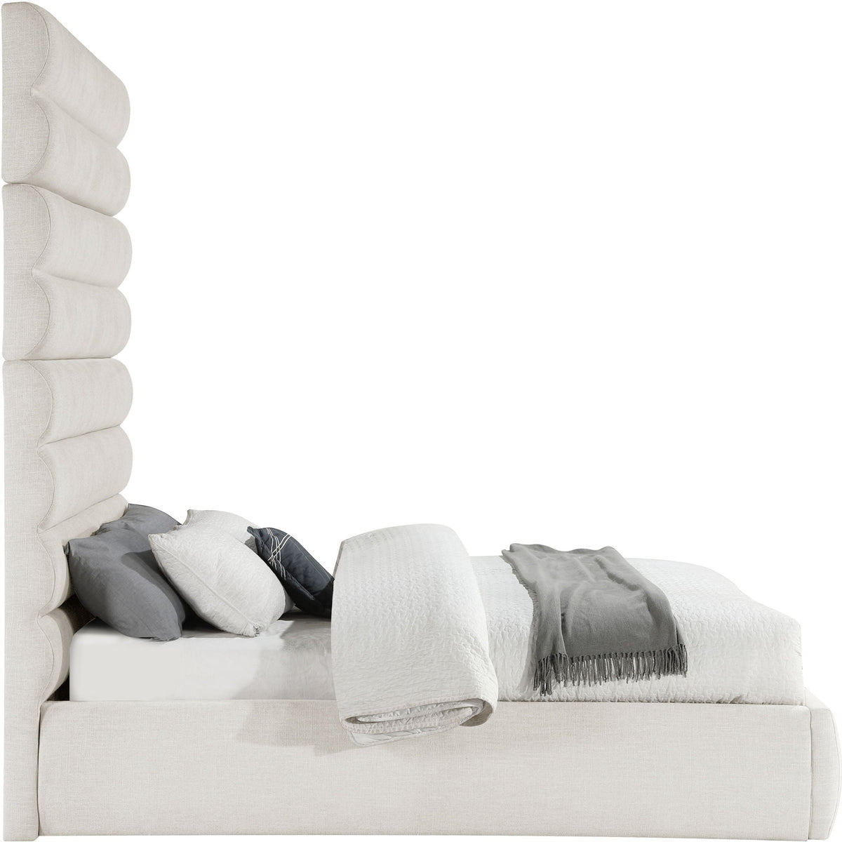 Adam - Linen Fabric Bed With 89" Headboard