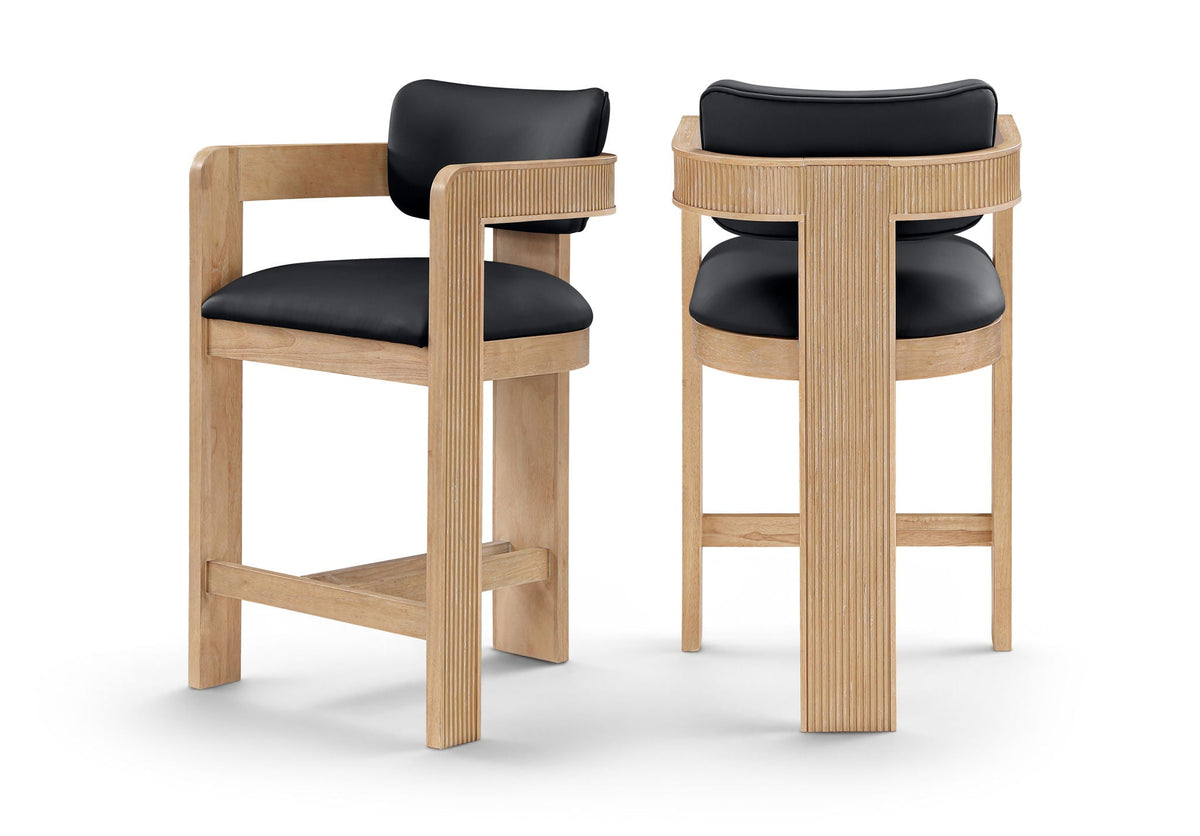 Sacha - Vegan Leather Upholstered Counter Stool With Natural Base