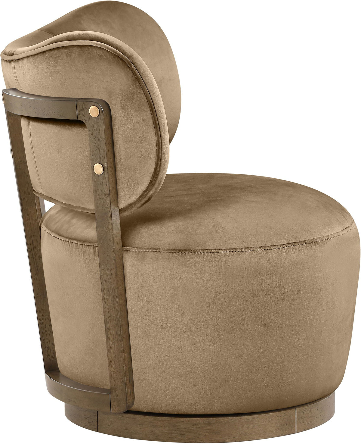 Elara - Velvet Upholstered Swivel Accent Chair - Stained Brown