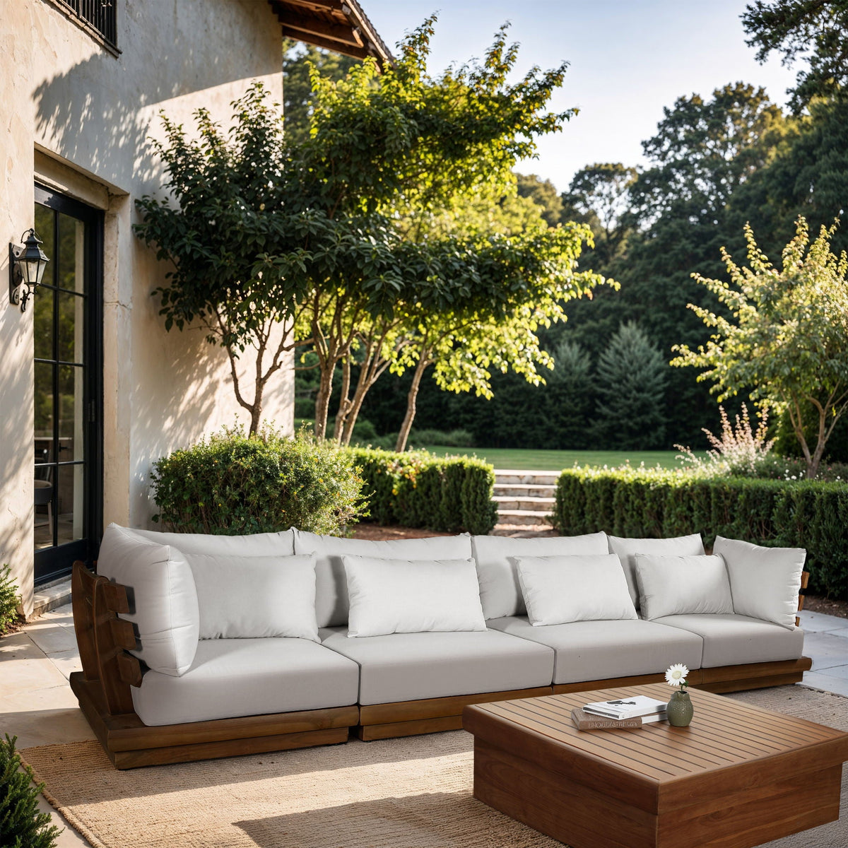 Mirella - 4 Piece Water Resistant Fabric Outdoor Patio Modular Sectional