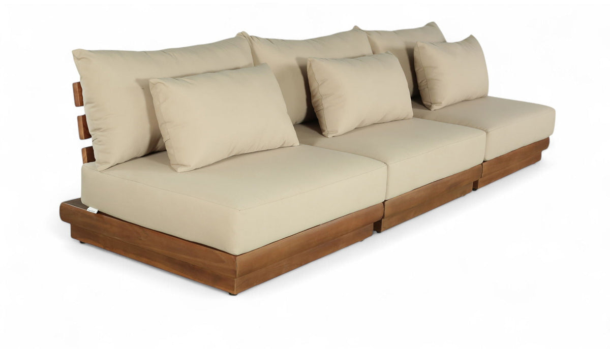 Mirella - 3 Piece Water Resistant Fabric Upholstered Outdoor Patio Modular Sofa