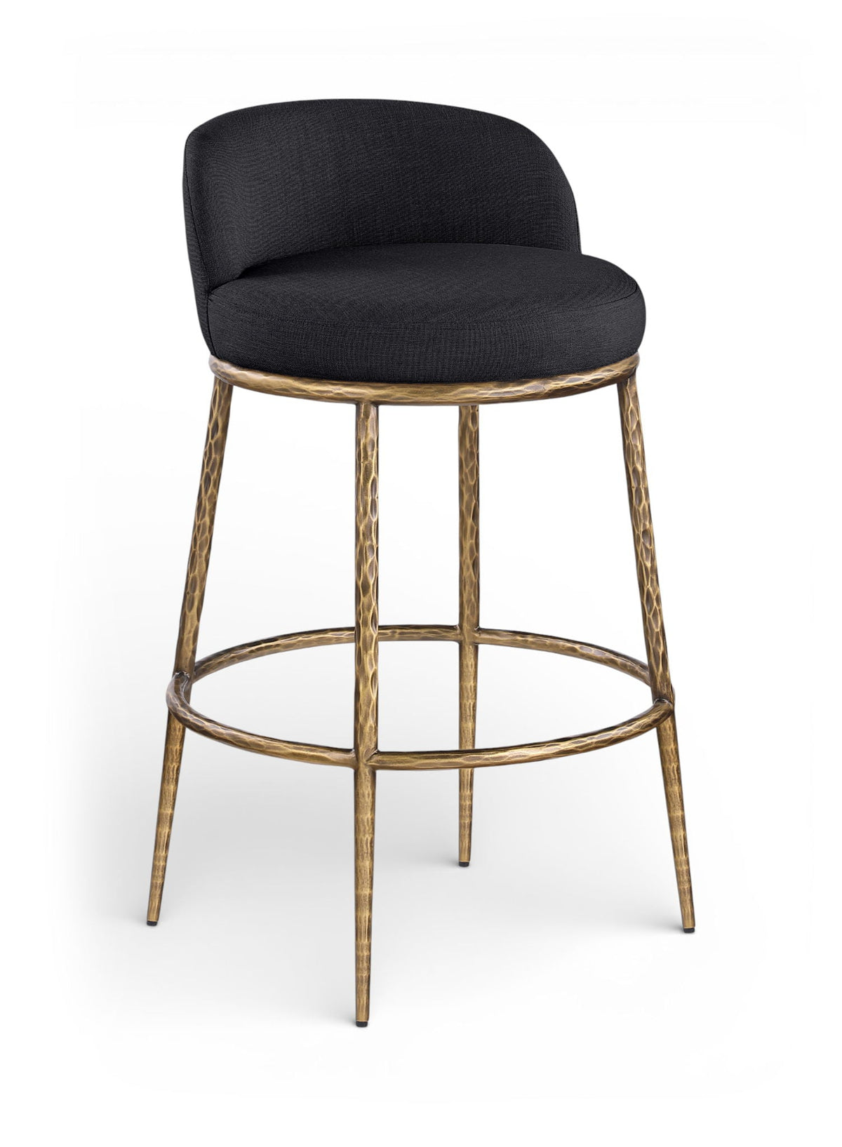 Ferro - Performance Fabric Upholstered Bar Stool - Antique Brass