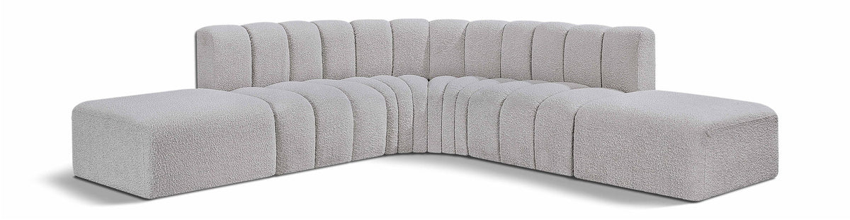 Arc - Boucle Fabric 6 Piece Corner Modular Sofa