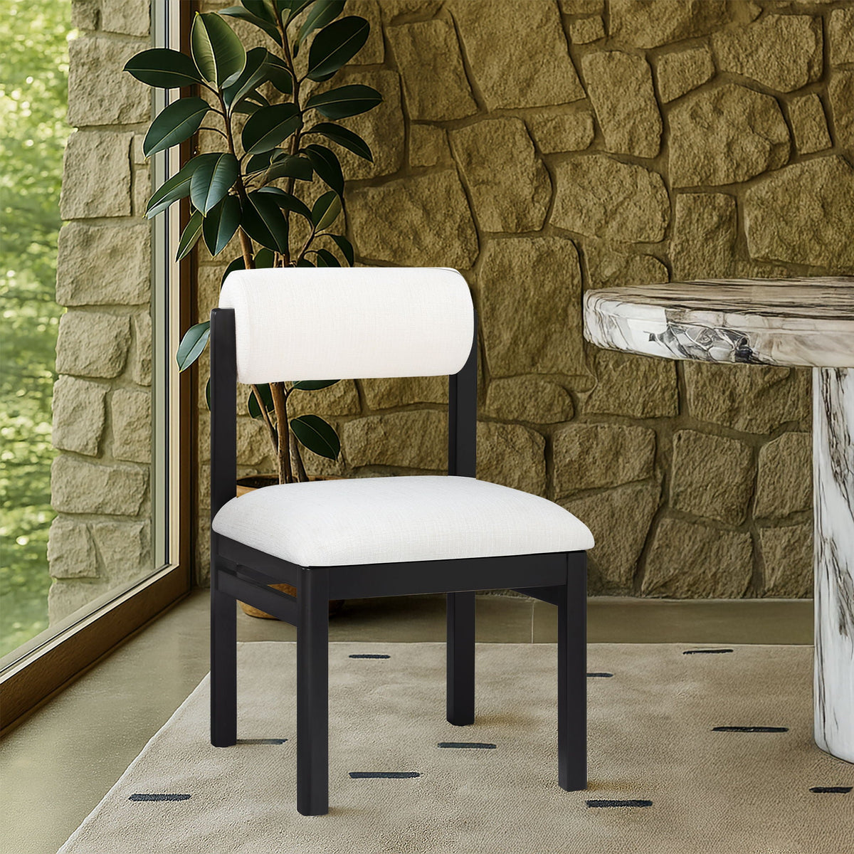 Roundhill - Fabric Dining Chair (Set of 2) - Black Frame