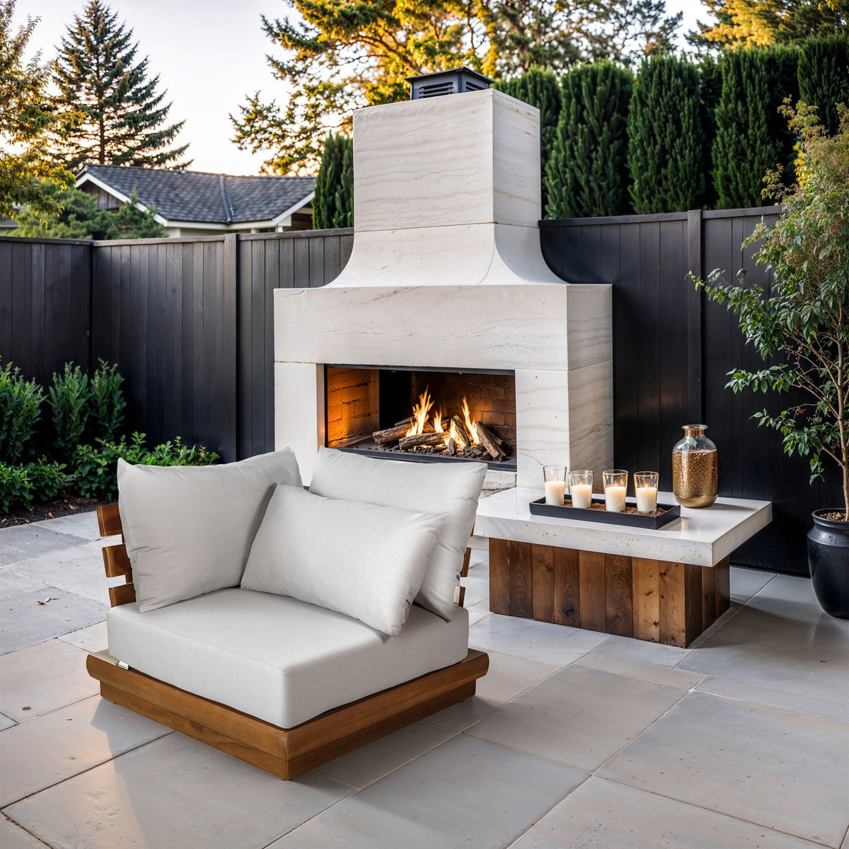 Mirella - Water Resistant Fabric Upholstered Outdoor Patio Modular Corner Chair
