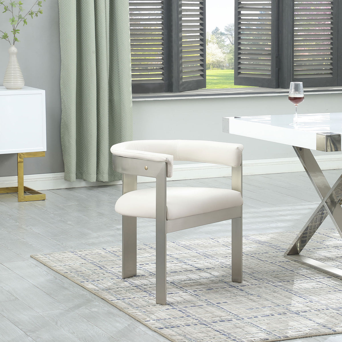 Romeo - Faux Leather Dining Chair With Silver Base (Set of 2)