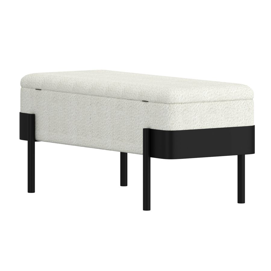 Odell Storage Bench in Ivory & Black