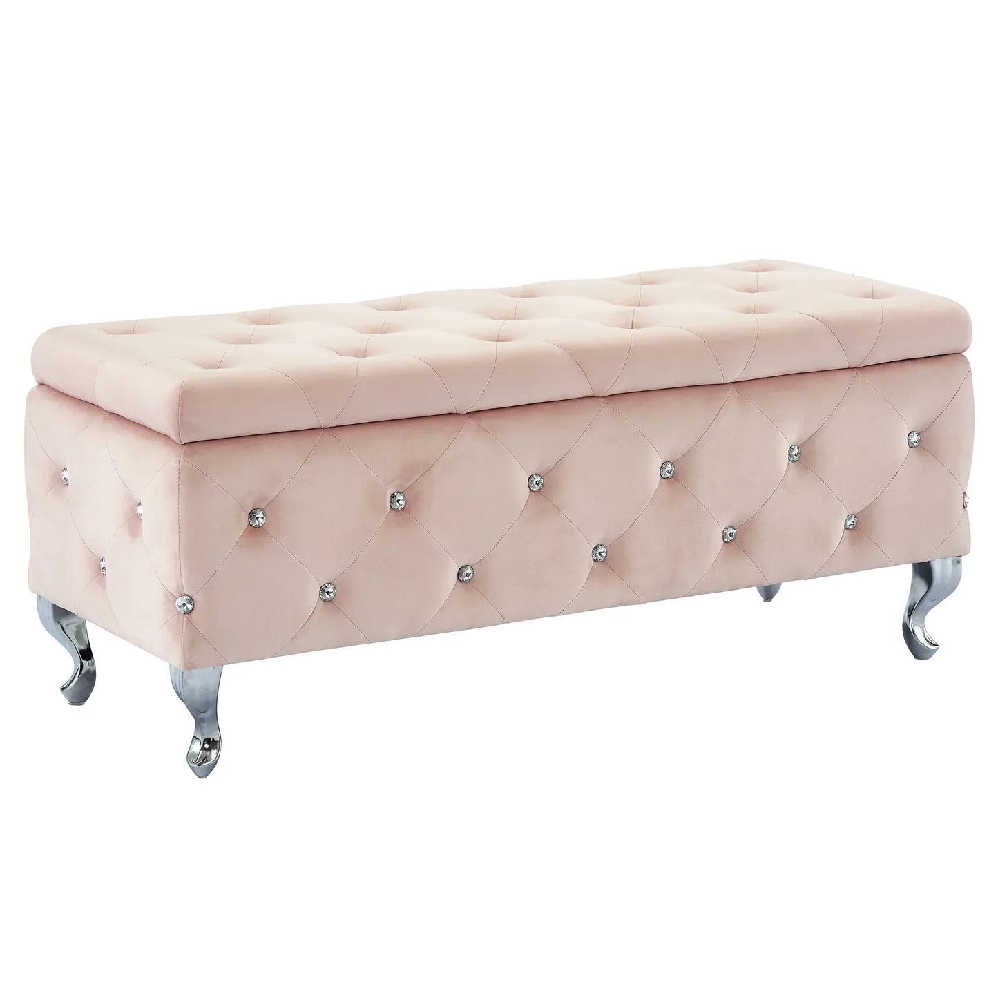 MONIQUE-STORAGE OTTOMAN-BLUSH PINK - Furniture Depot
