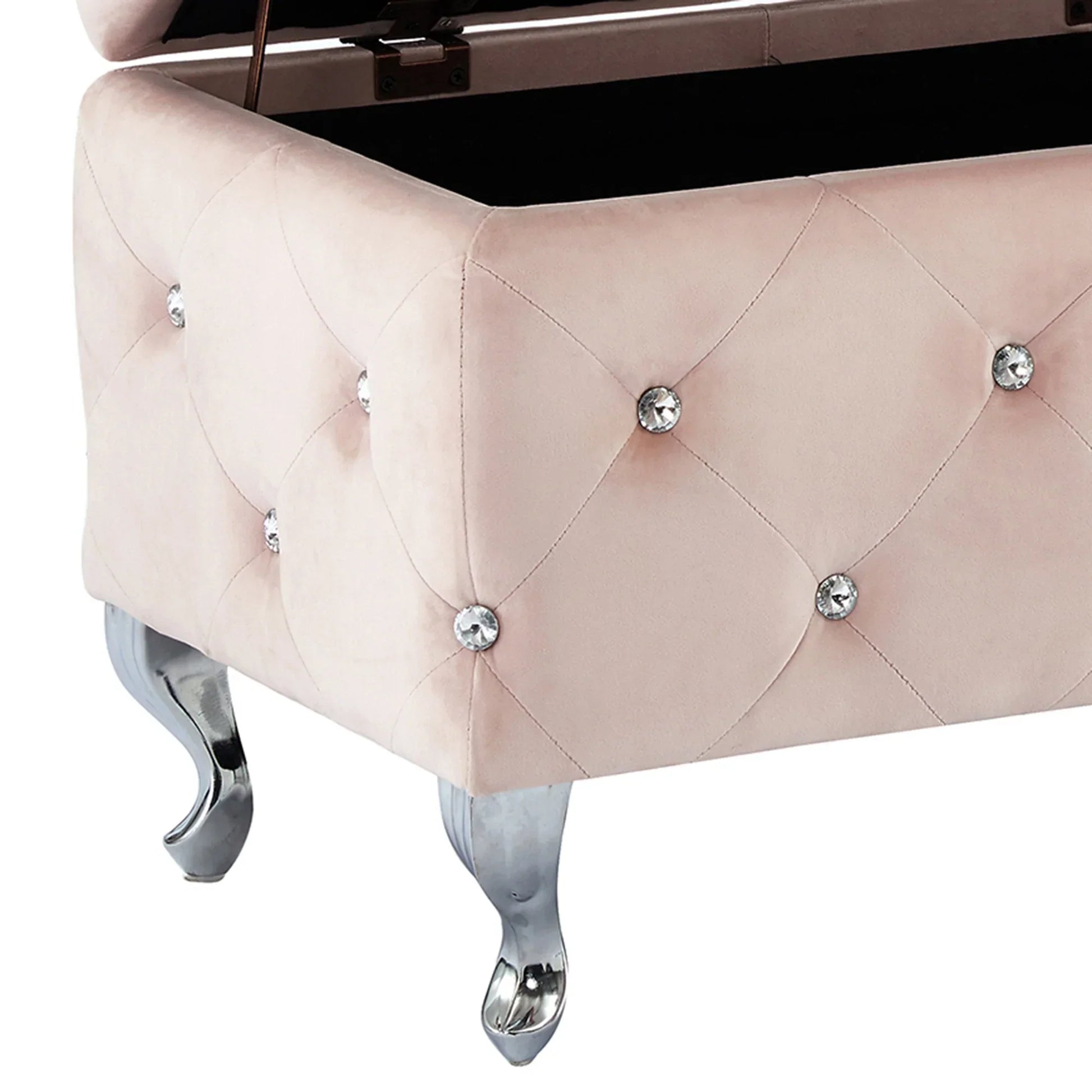 MONIQUE-STORAGE OTTOMAN-BLUSH PINK - Furniture Depot