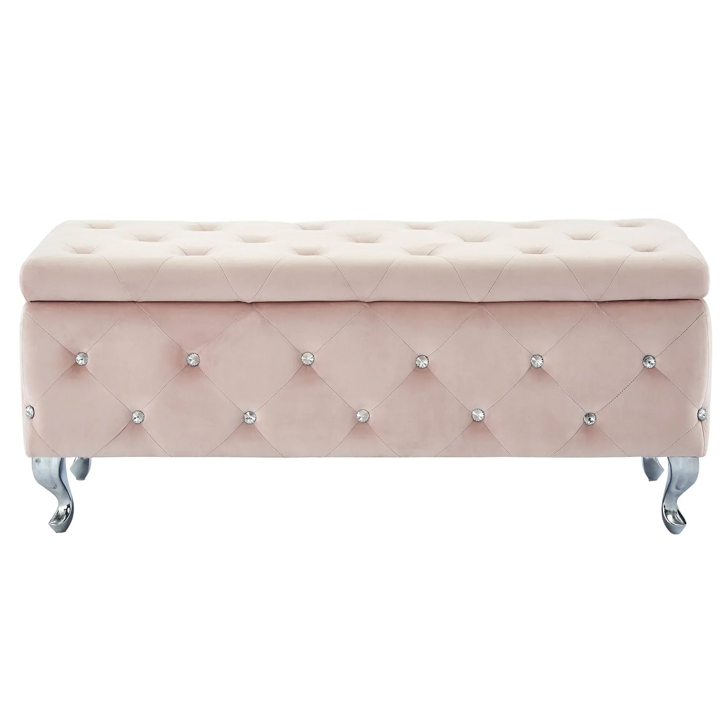 MONIQUE-STORAGE OTTOMAN-BLUSH PINK - Furniture Depot