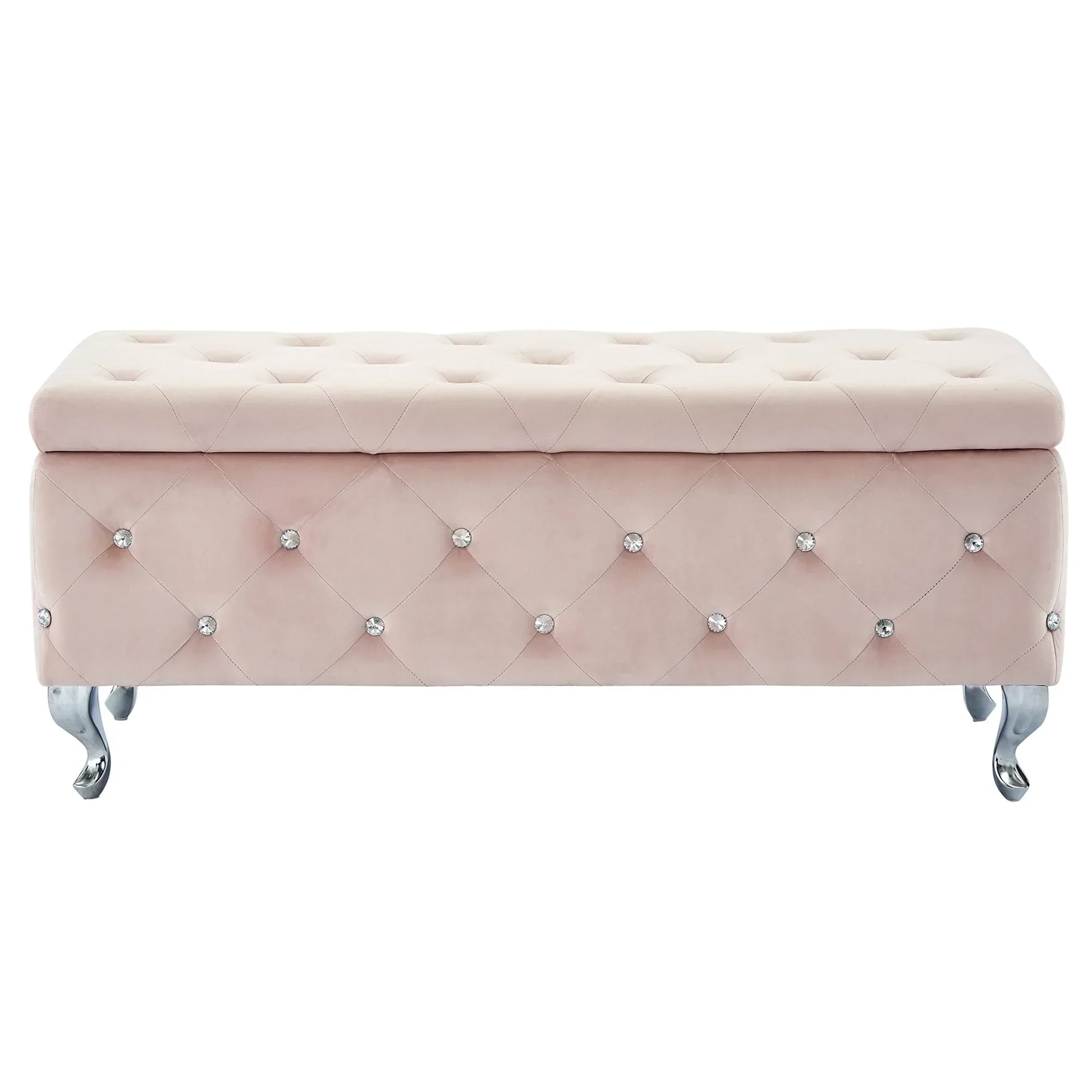 MONIQUE-STORAGE OTTOMAN-BLUSH PINK - Furniture Depot
