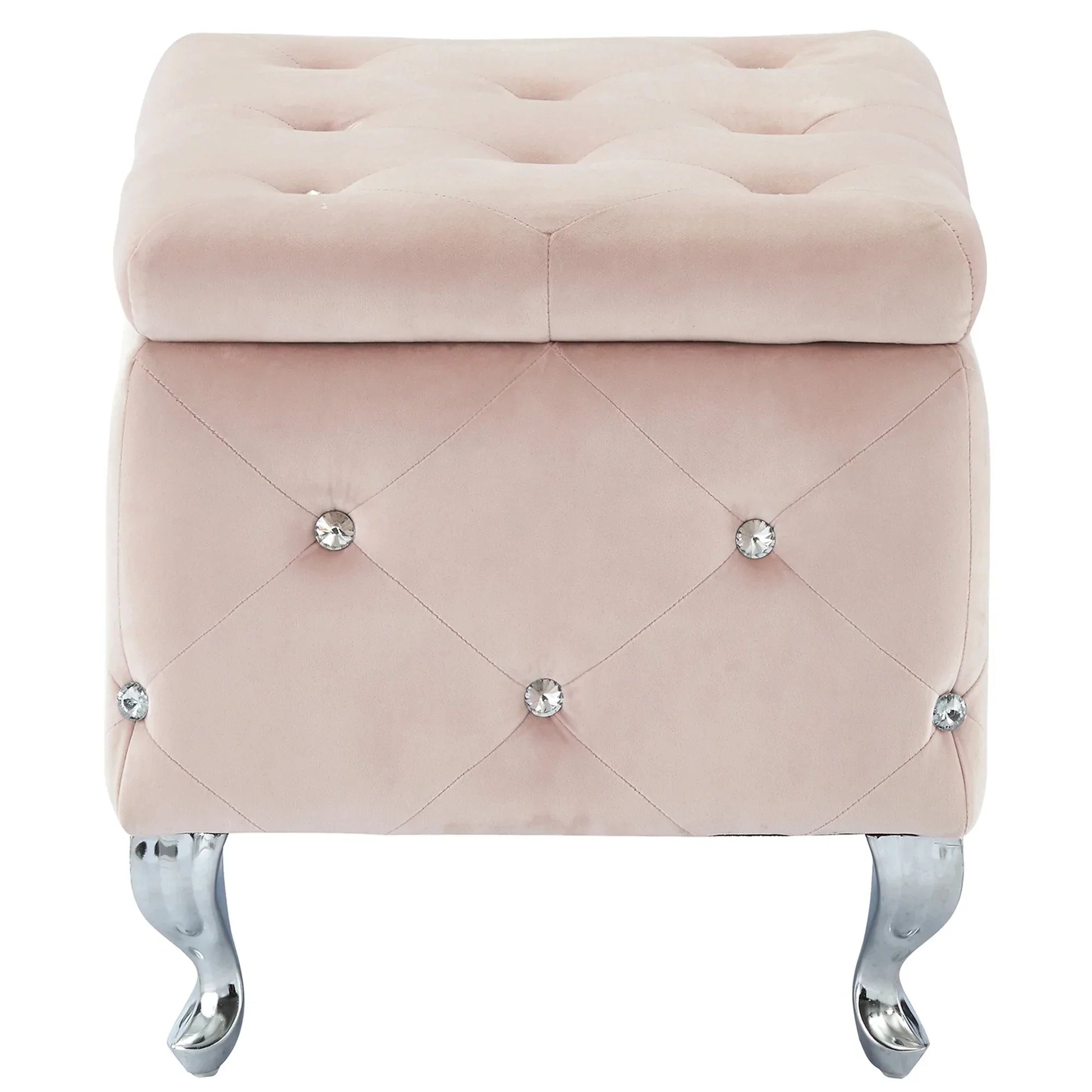 MONIQUE-SINGLE STORAGE OTTOMAN-BLUSH - Furniture Depot