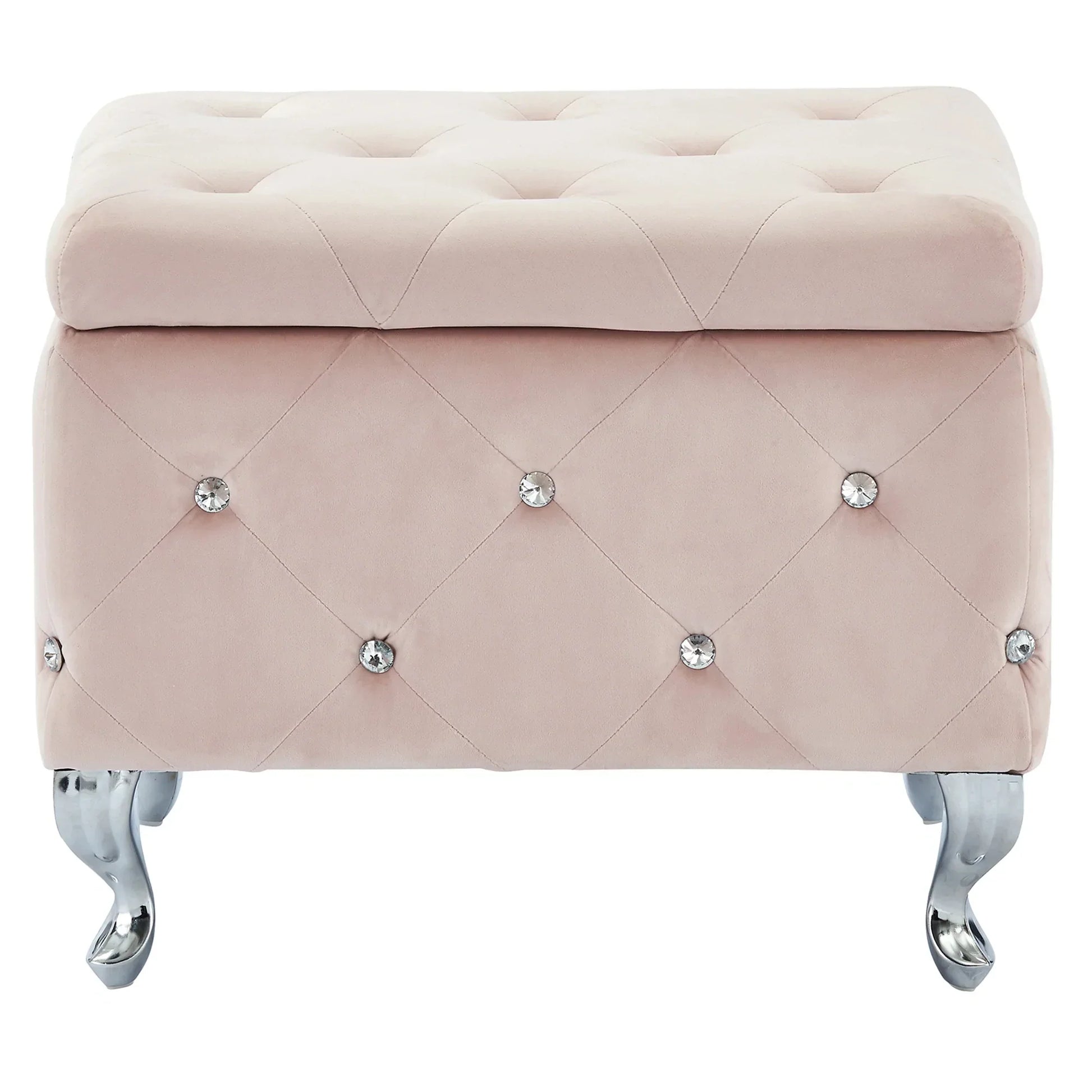 MONIQUE-SINGLE STORAGE OTTOMAN-BLUSH - Furniture Depot