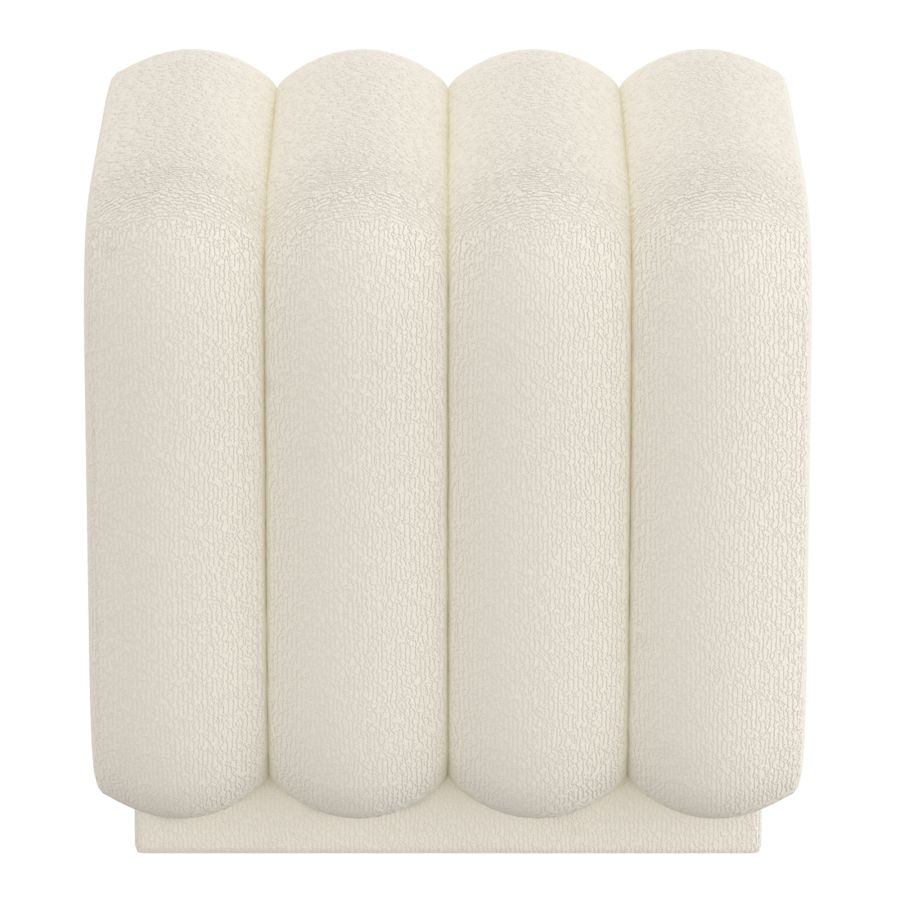 Rigel Small Square Ottoman in Ivory Boucle