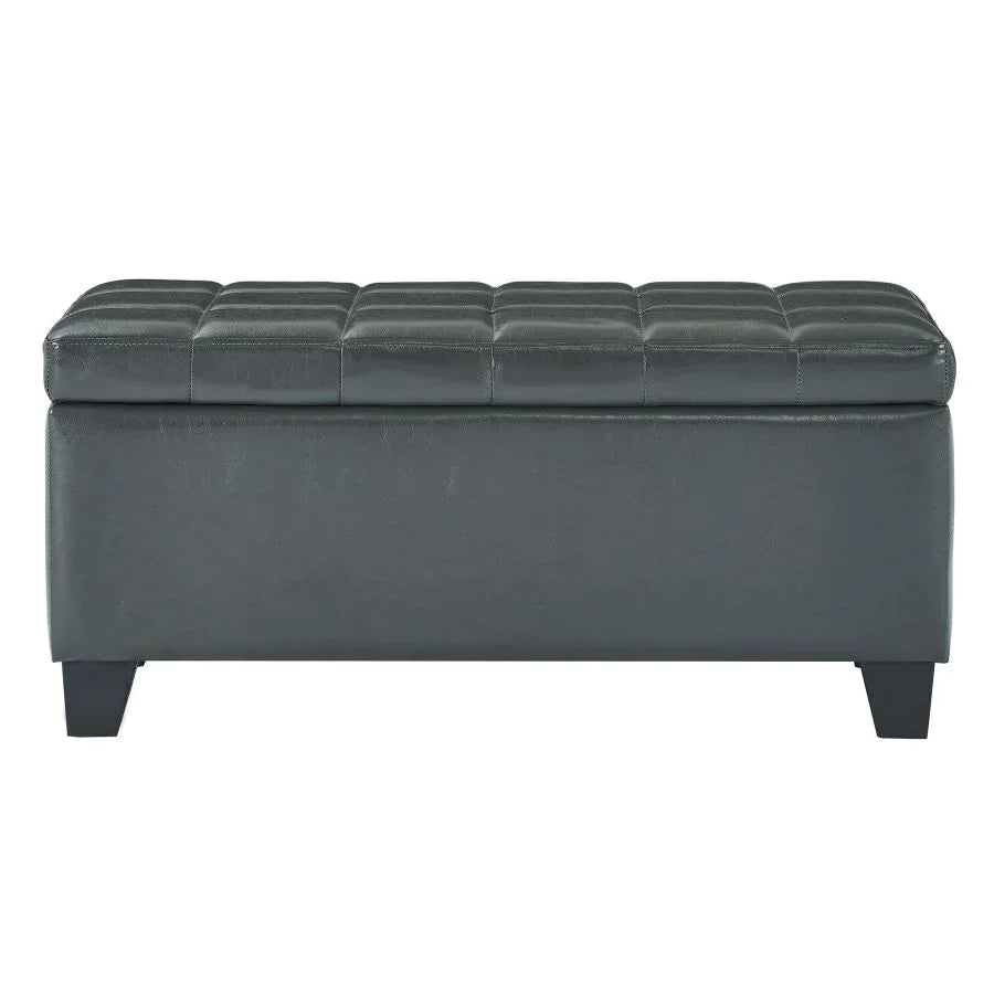 Winston Rectangular Storage Ottoman in Grey - Furniture Depot