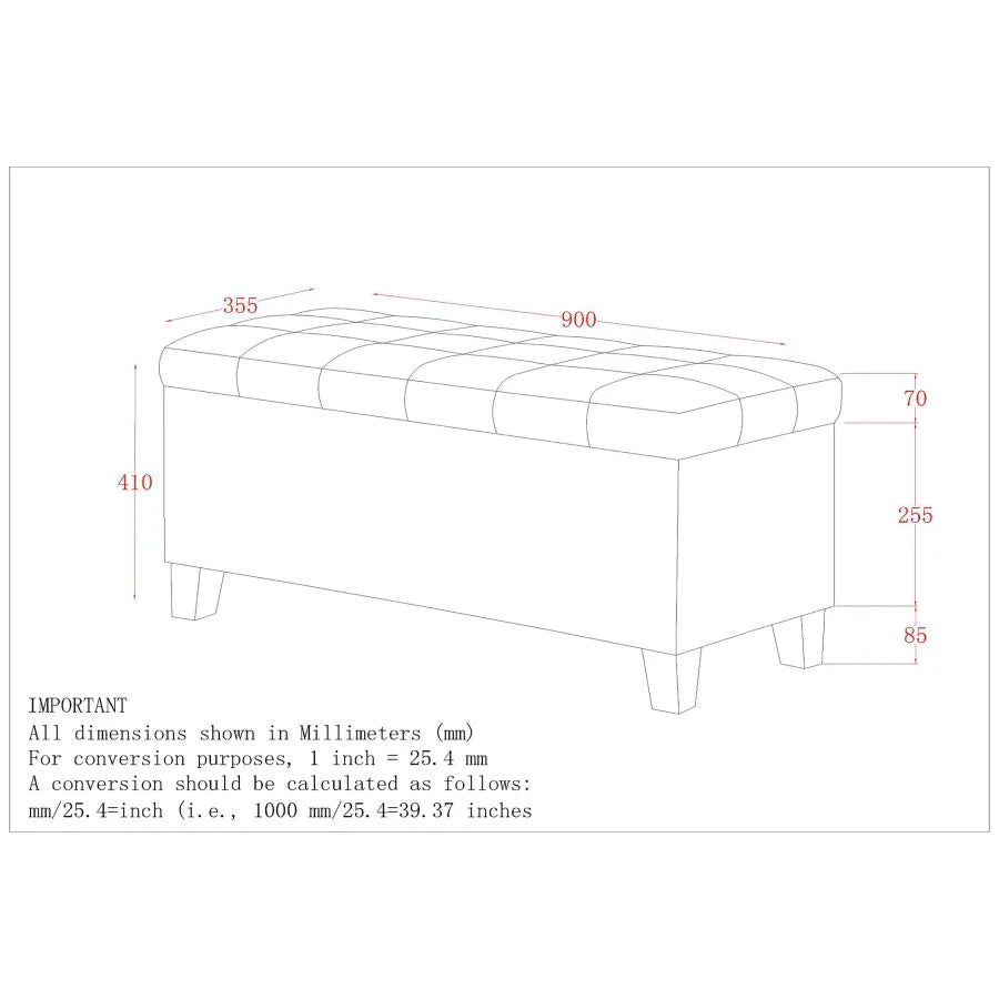 Winston Rectangular Storage Ottoman in Grey - Furniture Depot