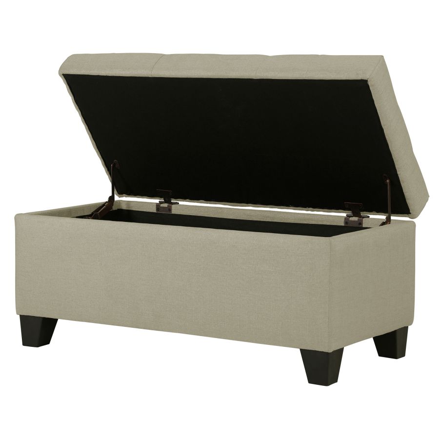 Harper Rectangular Storage Ottoman Bench in Beige