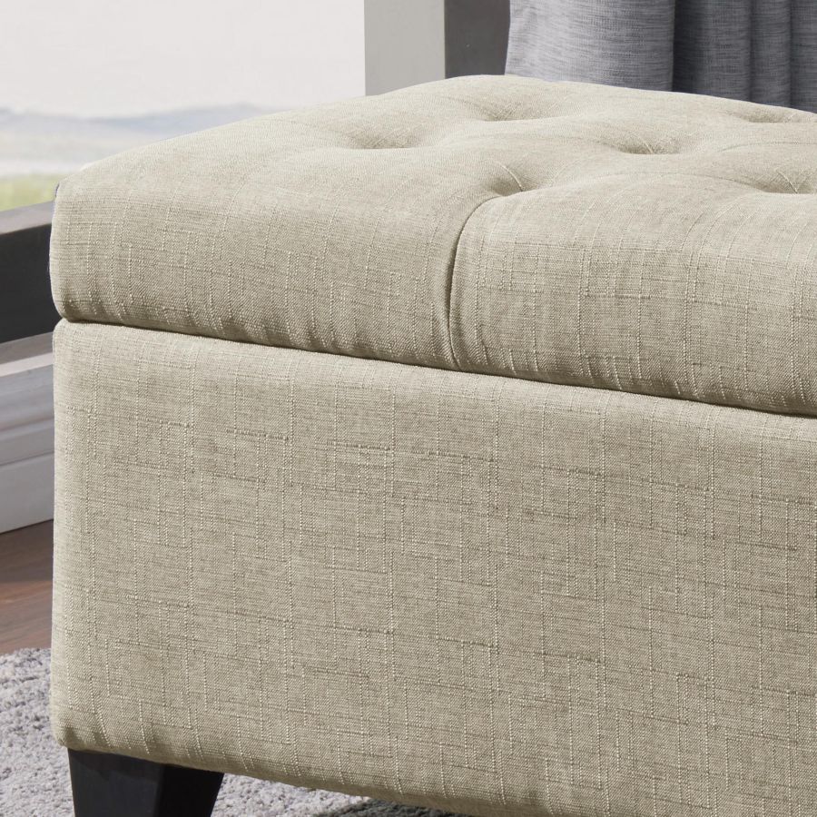 Harper Rectangular Storage Ottoman Bench in Beige