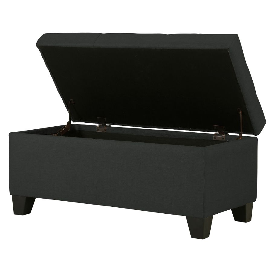 Harper Rectangular Storage Ottoman Bench in Charcoal