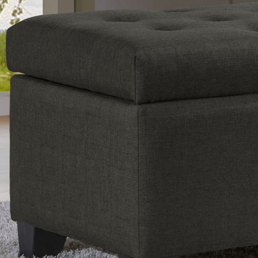 Harper Rectangular Storage Ottoman Bench in Charcoal