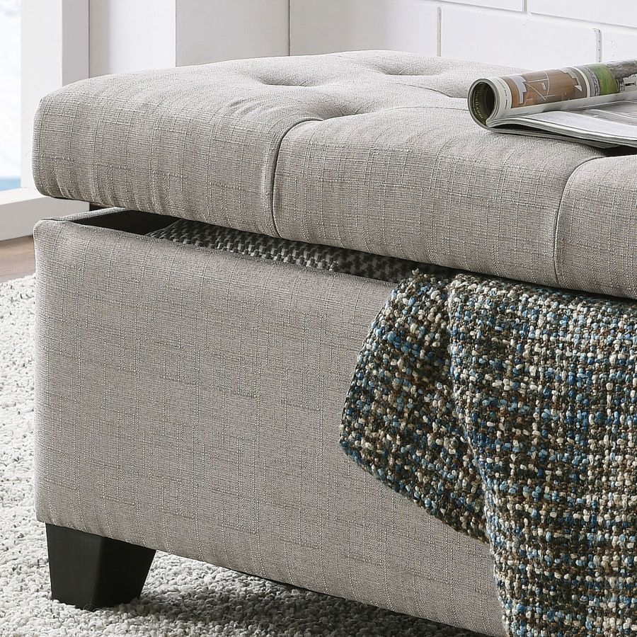 Harper Rectangular Storage Ottoman Bench in Light Grey