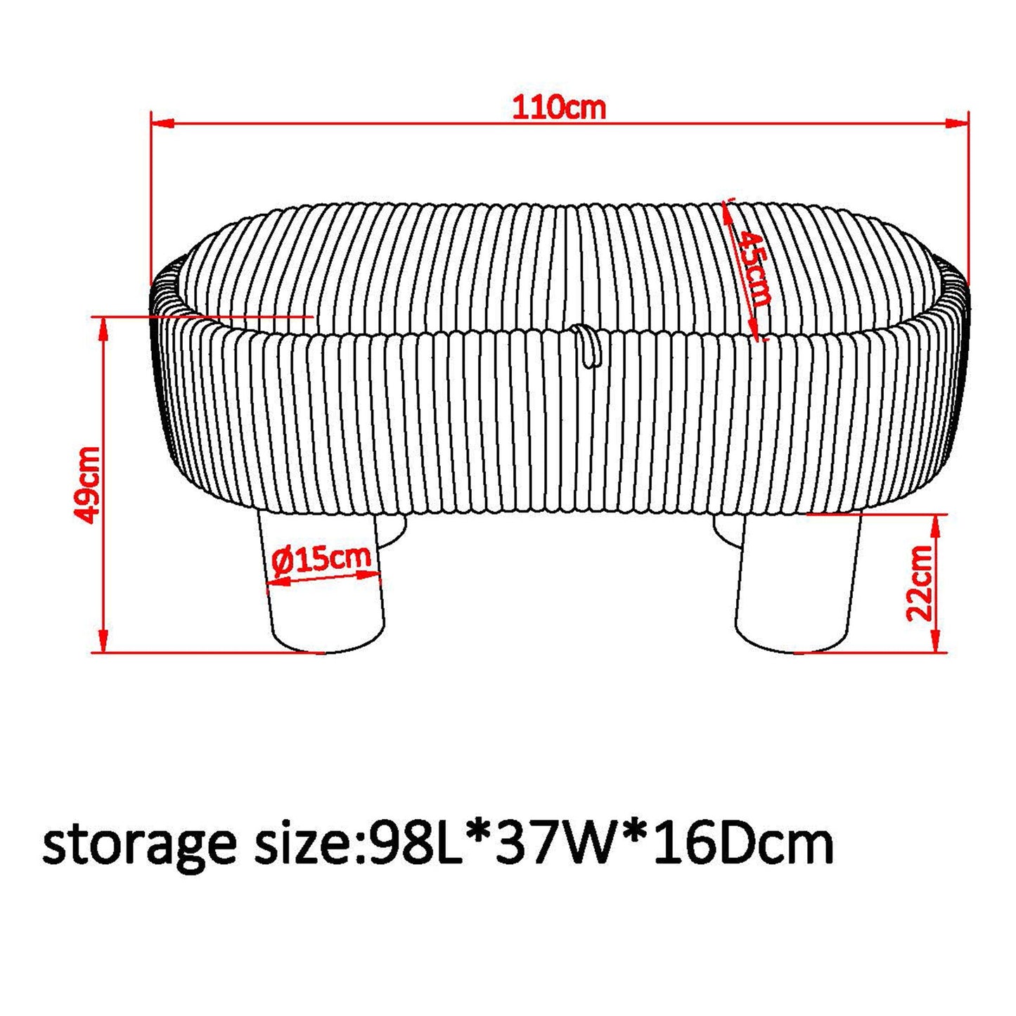 Sezron Storage Ottoman Bench Warm Grey