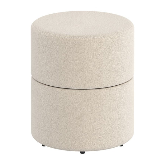 Novar Round Ottoman in Cream Boucle