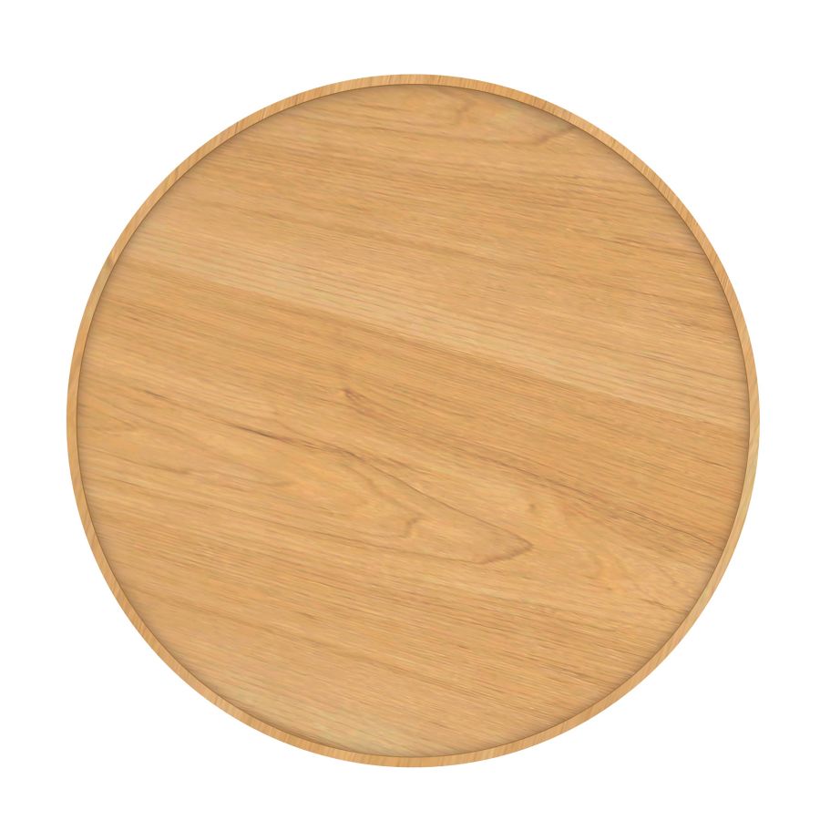 Polly Round Storage Ottoman with Tray in Beige and Natural