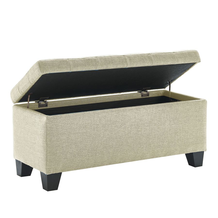 Lila Rectangular Storage Ottoman Bench in Beige