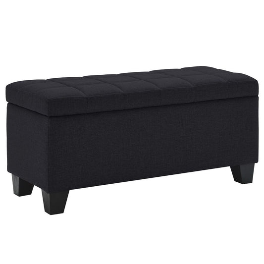 Lila Rectangular Storage Ottoman Bench in Black