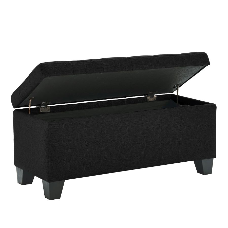 Lila Rectangular Storage Ottoman Bench in Black