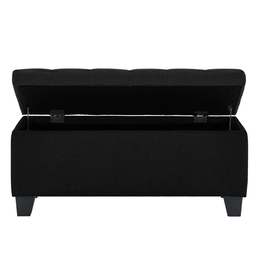 Lila Rectangular Storage Ottoman Bench in Black