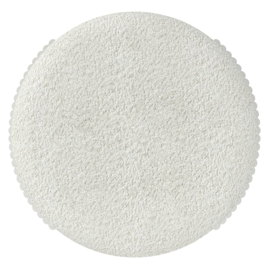 Kiraz Round Ottoman in Ivory & White