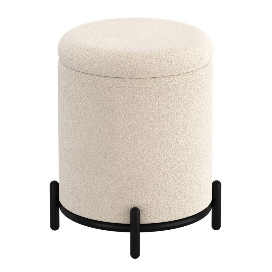 Castor Storage Ottoman in Cream Boucle